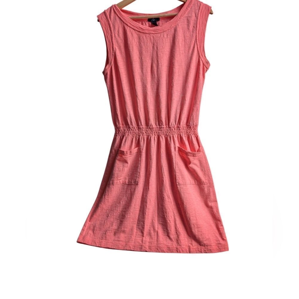 Gap Pink Cotton Slub Drop Waist T Shirt Sleeveless dress with pockets Medium